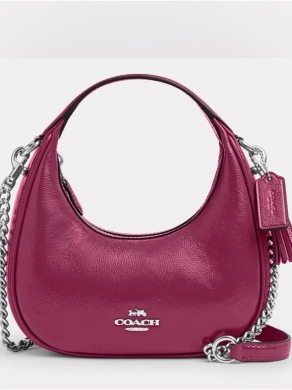 Coach Carmen Mini Crescent Pink Leather Crossbody Shoulder Bag Chain - NWT